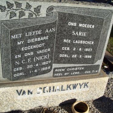 SCHALKWYK, van :: DIRKSE VAN SCHALKWYK vanne
