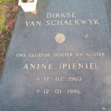 SCHALKWYK Anine, dirkse van 1960-1986
