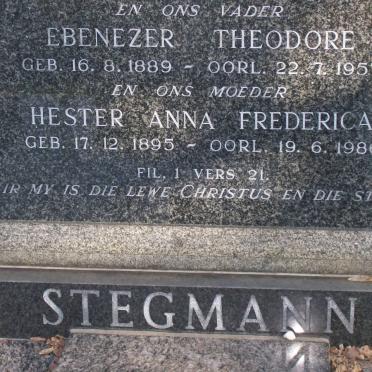 STEGMANN Ebenezer Theodore 1889-1957 &amp; Hester Anna Frederica 1895-1986