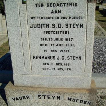STEYN Hermanus J.G. 1881-1971 &amp; Judith S.D. POTGIETER 1887-1951