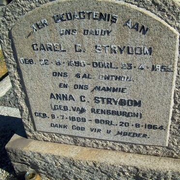 STRYDOM Carel C. 1890-1955 &amp; Anna C. VAN RENSBURGH 18n9-1964