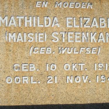 STEENKAMP Mathilda Elizabeth nee WULFSE 1910-1940