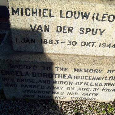 SPUY Michiel Louw, van der 1883-1944 &amp; Engela Dorothea LOUW previously VAN DER SPUY nee KRIGE