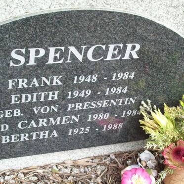 SPENCER Frank 1948-1984 &amp; Edith VON PRESSENTIN 1949-1984 :: SPENCER Carmen 1980-1984 :: SPENCER BERTHA 1925-1988