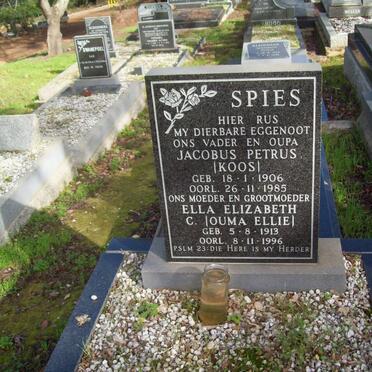 SPIES Jacobus Petrus 1906-1985 &amp; Ella Elizabeth 1913-1996
