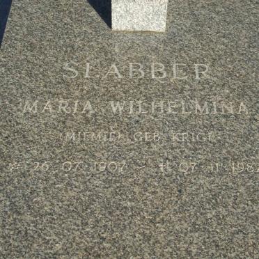 SLABBER Marie Wilhelmina nee KRIGE 1907-1982
