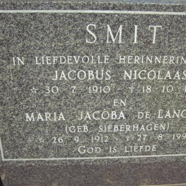 SMIT Jacobus Nicolaas 1910-1987 &amp; Maria Jacoba de Lanooy SIEBERHAGEN 1912-1994