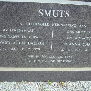 SMUTS Edward John Dalton 1904-1979 &amp; Johanna Christina 1907-2001