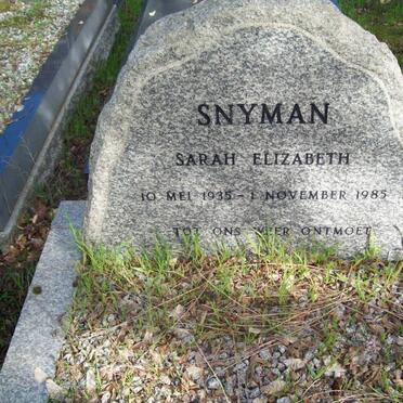 SNYMAN Sarah Elizabeth 1935-1985