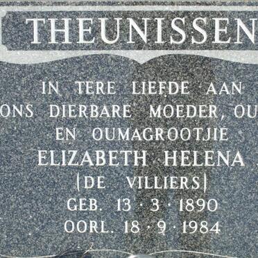 THEUNISSEN Elizabeth Helena nee DE VILLIERS 1890-1984