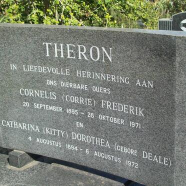 THERON Cornelius Frederik 1895-1971 &amp; Catharina Dorothea DEALE 1894-1972