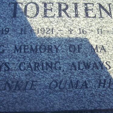 TOERIEN Louwrens Izak  1916-1993 &amp; Hildegard MACKENZIE nee DONALD 1921-2007 :: TOERIEN Peter Frank 1958-1985
