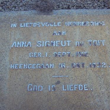 TOIT Anna Signeut, du 1912-1932