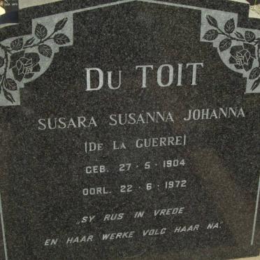 TOIT Susara Susanna, du born DE LA GUERRE 1904-1972