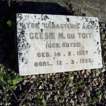 TOIT Geesie M., du nee KOTZE 1927-1952