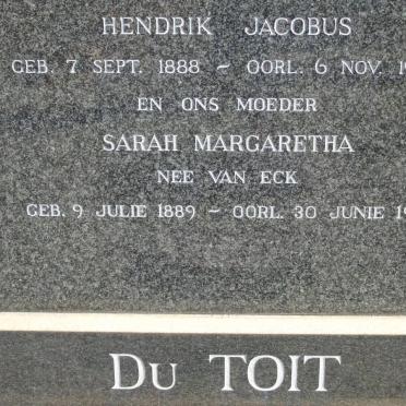 TOIT Hendrik Jacobus, du 1888-1964 &amp; Sarah Margaretha VAN ECK 1889-1981