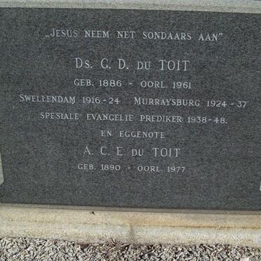 TOIT G.D., du 1886-1961 &amp; A.C.E. 1890-1977