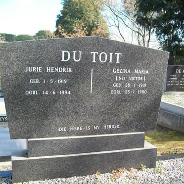 TOIT Jurie Hendrik, du 1919-1994 &amp; Gezina Maria VICTOR 1919-1980