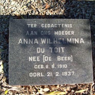 TOIT Anna Wilhelmina, du nee DE BEER 1910-1937
