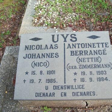 UYS Nicolaas Johannes 1901-1985 &amp; Antoinette Berrancé ZIMMERMANN 1903-1984