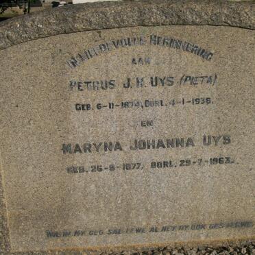 UYS Petrus J.R. 1874-1938 &amp; Maryna Johanna 1877-1963
