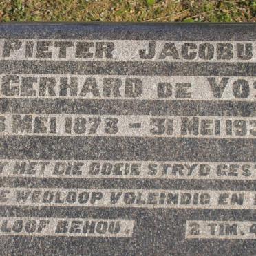 VOS Pieter Jacobus Gerhard, de 1873-1935
