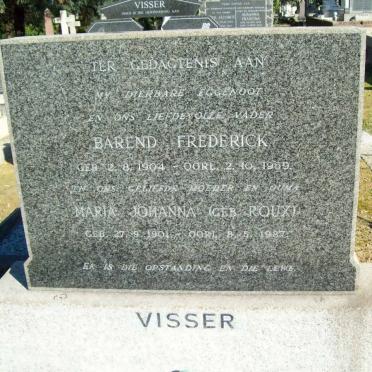 VISSER Barend Frederick 1904-1959 &amp; Maria Johanna ROUX 1901-1987
