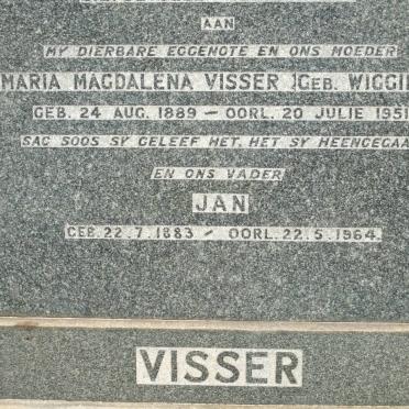 VISSER Jan 1883-1964 &amp; Maria Magdalena WIGGINS 1889-1951