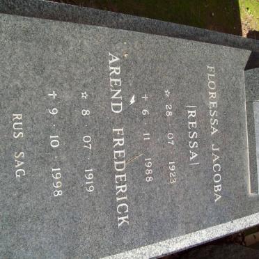 VISSER Arend Frederick 1919-1998 &amp; Floressa Jacoba 1928-1988