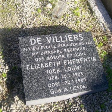 VILLIERS Elizabeth Emerentia, de nee LOUW 1923-1989