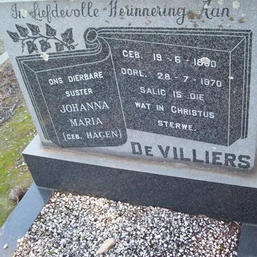 VILLIERS Johanna Maria, de nee HAGEN 18n0-1970