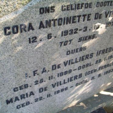 VILLIERS I.F.A., de 1889-1980 &amp; Cora Antoinette 1932-1970