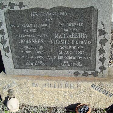 VILLIERS Johannes -1954 & Margaretha Elizabeth VOS -1967