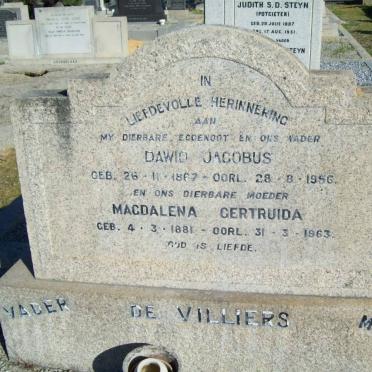 VILLIERS Dawid Jacobus, de 1867-1956 &amp; Magdalena Gertruida 1881-1963