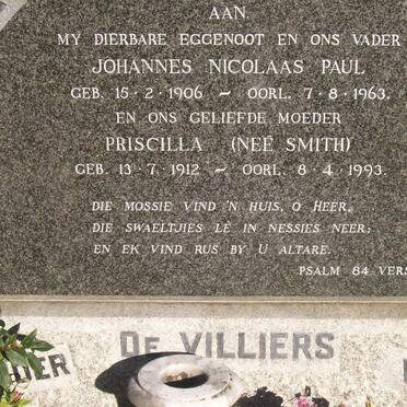 VILLIERS Johannes Nicolaas Paul, de 1906-1963 & Priscilla SMITH 1912-1993