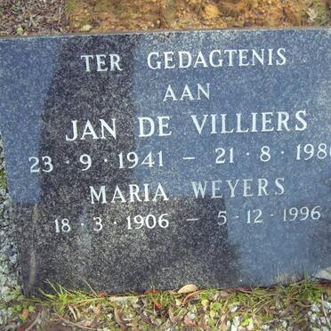 VILLIERS Jan, de 1941-1980 &amp; Maria WEYERS 1906-1996