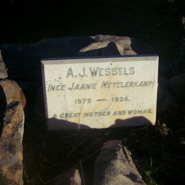 WESSELS A.J. nee METELERKAMP 1875-1935