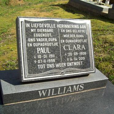 WILLIAMS Paul 1911-1998 &amp; Clara 1908-2001