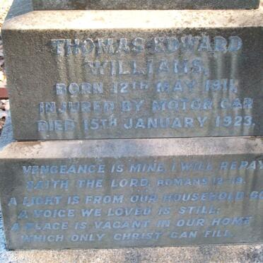 WILLIAMS Thomas Edward 1911-1923