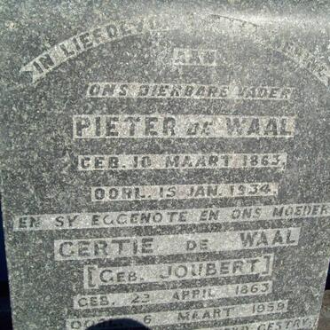 WAAL Pieter, de 1863-1934 &amp; Gertie JOUBERT 1863-1959