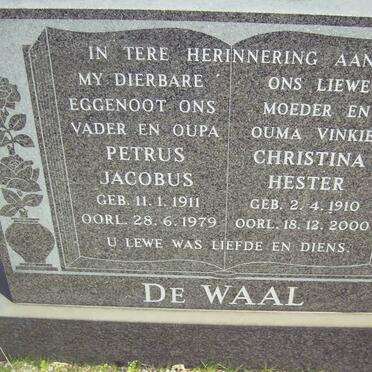WAAL Petrus Jacobus, de 1911-1979 &amp; Christina Hester 1910-2000