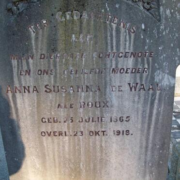WAAL Anna Susanna, de nee ROUX 1865-1918