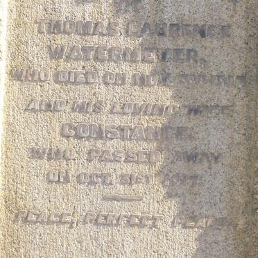 WATERMEYER Thomas Laurence -1917 &amp; Constance -1917