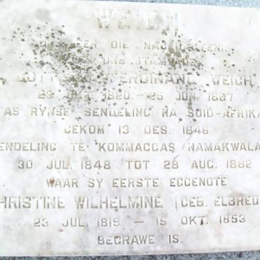 WEICH Gottfried Ferdinand 1820-1887 &amp; Christine Wilhemine ELBREDER 1819-1853
