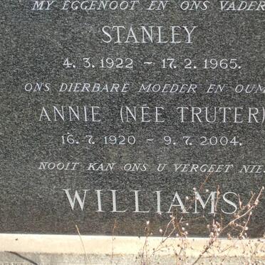WILLIAMS Stanley 1922-1965 &amp; Annie TRUTER 1920-2004