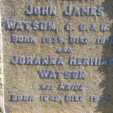 WATSON John James 1839-1918 &amp; Johanna Hermina KRIGE 1848-1936