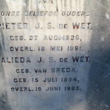 WET Pieter J.S., de 1826-1881 &amp; Aleida J.S. VAN BREDA 1834-1885