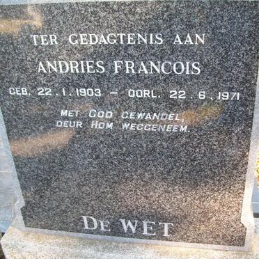 WET Andries Francois, de 1903-1971