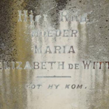 WITT Maria Elizabeth, de