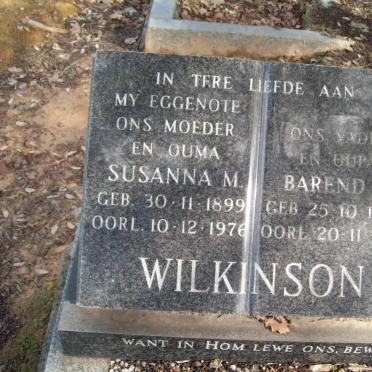 WILKINSON Barend J. 1902-1977 &amp; Susanna M. 1899-1976